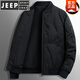 JEEP SPIRIT輕薄羽絨服男士外套棒球領(lǐng)帥氣短款休閑上衣新款冬季保暖棉上衣服 10黑色(高檔羽絨服) 4XL 建議165-195斤
