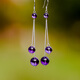 憶奴嬌阿紫 925銀飾品紫水晶耳環(huán)女長(cháng)款流蘇耳墜氣質(zhì)復古民族風(fēng)耳飾 紫色