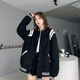 中凡智春秋冬季ins毛呢子棒球服加絨外套男女學(xué)生寬松韓版情侶夾克 黑色 2XL