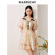MAXRIENY【商場(chǎng)同款】晚霞繁花連衣裙別致油畫(huà)花卉印花歐根紗裙子 紅花 S 01