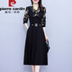 皮爾卡丹（pierre cardin）連衣裙子女裝春秋2025年新款小個子大I碼加絨加厚洋氣中長款打底 黑色(不加絨)《別致漂亮女神范今 L (95-110斤)
