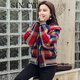 SIN.CYC女裝復古格子毛呢外套女秋冬韓版短款小個(gè)子流行長(cháng)袖寬松呢子 酒紅色 M