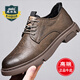 老爺車(chē)皮鞋男真皮春夏透氣鏤空皮涼鞋男休閑圓頭厚底大頭皮鞋復古男鞋 LYC6503卡其【四季款】 40