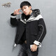 prr2024新款派克服男短款兔毛內(nèi)膽皮毛一體連帽冬季皮草大衣男士外套 黑色 180/2XL