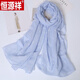 恒源祥圍巾女棉麻紗巾春秋加厚絲巾女款韓版百搭長(cháng)款純色洋氣時(shí)尚 淺藍色 現貨