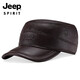 吉普（JEEP）帽子男牛皮帽秋冬加厚棒球帽護耳保暖鴨舌帽時(shí)尚休閑平頂帽A0023