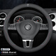 2023款大眾新速騰方向盤(pán)套真皮22款車(chē)內裝飾19/21款汽車(chē)內飾用品 圓形整張牛皮一接口（大眾標）紅藍線(xiàn)
