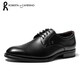 諾貝達（ROBERTA DI CAMERINO）意大利進(jìn)口男士商務(wù)休閑皮鞋舒適系帶西裝英倫風(fēng)光面圓頭德比皮鞋 黑色 40