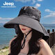 JEEP吉普大帽檐防曬帽女2025新款遮臉披肩夏太陽騎車遮陽帽子海邊 暗夜黑 無規(guī)格
