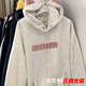 tromlfz字母毛毛耳朵立體設計加絨加厚連帽衛衣情侶ins寬松上衣美式外套 花灰色/版秋冬加絨加厚/款 L 建議106-120斤