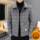 啄木鳥(niǎo) 休閑夾克男修身秋冬季潮流短款翻領(lǐng)格子外套青年帥氣加厚毛呢大衣 2206灰色加棉 3XL