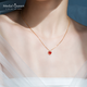 Medal Queen紅色愛(ài)心小紅心銀項鏈女桃心S929 彩金簡(jiǎn)約氣質(zhì)新年520情人節禮物 香檳金色