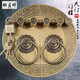 銅匠師門(mén)栓插銷(xiāo)中式大門(mén)鎖雙開(kāi)木門(mén)門(mén)拉手鎖門(mén)閂實(shí)心加厚復古黃銅大門(mén)鎖 30cm古銅色（配中號龍鳳鎖）