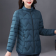 XSQP夾棉棉衣女2024秋冬顯瘦中老年女裝輕薄棉服短款小棉襖羽絨服 孔雀藍 2XL(參考110-125斤)