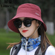 厲蒙（limeng）帽子女夏天戶(hù)外防曬遮陽(yáng)帽運動(dòng)太陽(yáng)帽薄款遮臉透氣盆帽漁夫帽百搭 酒紅色 可調節(55-60cm)