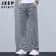JEEP SPIRIT吉普牛仔褲男春夏季直筒褲子男士天絲萊賽爾休閑褲子 煙灰 34