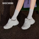 斯凱奇（Skechers）女鞋秋冬小白鞋蕾絲休閑運(yùn)動熊貓鞋黑色增高厚底老爹鞋11959 白色/WHT 37
