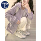 PMOG2024夏季新款防曬衣女紫色連帽外套女薄款夏季戶外透氣工裝服 紫色 L