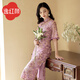 逸紅顔（E.Beauty）茹丁香2025夏新款特價(jià)引流體驗(yàn)重工滿身繡蕾絲高定旗袍禮服 丁香紫 L