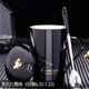 錦順鑫榮十二星座創(chuàng)意個(gè)性杯子陶瓷馬克杯帶蓋勺家用喝水杯子辦公茶杯情侶 黑色巨蟹(帶蓋勺) 401-500ml