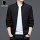 冰尊BINGZUN夾克男薄款春季新款棒球領(lǐng)男裝時(shí)尚青年休閑修身外套男 8036-黑色 L /175/推薦115-135斤