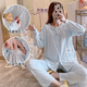 柔曼綺純棉孕婦睡衣夏季薄款長袖月子服春秋產(chǎn)后哺乳家居服 DXE-923淺藍 2XL(建議145-165斤)