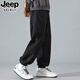 JEEP SPIRIT吉普工裝褲男春秋季男士純棉寬松垂感百搭哈倫男褲休閑束腳褲子男 537黑色常規 5XL 碼(205斤-220斤)