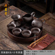石茗堂宜興原礦紫砂茶具套裝家用辦公簡約日式茶壺茶杯茶盤一壺四杯套組 西施壺 茶盤套裝