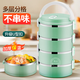 蓮梅保溫飯盒大容量分層不銹鋼餐盒多層學(xué)生上班族便當(dāng)盒便攜午餐盒 北歐綠四層