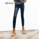 MO&Co.【Q暖丹寧】高腰修身彈力加絨牛仔褲顯瘦牛仔褲女摩安珂 牛仔藍(lán)色-第2批 XL 29