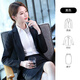 GOKU職業(yè)西裝套裝女修身面試工作通勤小西服氣質(zhì)商務(wù)OL女正裝三件套夏 黑色兩扣外套+長(cháng)袖襯衫+裙子 常規 5XL 建議145-155斤