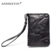 ANDSEEYOU真皮錢(qián)包男短款豎款 多功能駕駛證卡包男士 手工復古潮牌羊皮拉鏈 黑色