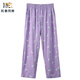 老年人純棉睡褲女春秋大碼單件長(cháng)褲夏季媽媽高腰薄款全棉家居褲 2302【褲子】蒲公英紫色 6XL 體重200-220斤