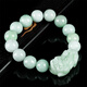 緬甸A貨翡翠貔貅手鏈 男女情侶款圓珠玉石手串淺綠招財貔貅禮物