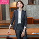 金蒂情 新款長(cháng)袖正裝女高檔職業(yè)裝女裝套裝小西裝工作服氣質(zhì)工裝修身面試女褲西服套裝 灰色西裝+西褲 L(建議100-110斤)