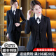 豪耀小西裝外套職業(yè)女裝套裝面試正裝商務(wù)春秋季修身通勤西服女士工裝 黑色西裝+褲子 3XL 碼(建議130-139斤)