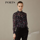 PORTS寶姿 新品女裝復(fù)古小立領(lǐng)長(zhǎng)袖襯衫LN9B010JPS019 黑色印花 XS (2)