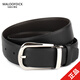 馬洛夫·蒂克（MALOOFDICK）皮帶男光面頭層牛皮精銅針扣褲帶禮盒禮盒男士腰帶M21PB229 黑咖色+銀扣