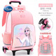 迪士尼（Disney）兒童拉桿書(shū)包小學(xué)生女生拉桿架爬樓大容量三到六年級1-3年級四五2 （背拉兩用書(shū)包）愛(ài)莎粉 1-4年級
