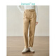 茵曼（INMAN）休閑中高腰蘿卜褲春秋季女裝新款松緊顯瘦長(cháng)褲 經(jīng)典卡其 27