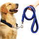 洛瑞夫 寵物防爆沖狗狗牽引繩脖狗項圈套p字鏈牽遛狗繩子大型犬牽引繩狗 八股繩P鏈牽引繩（黑+藍） XL-繩粗2.5cm（建議60-120斤）