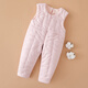 棉谷朵幼兒棉花手工縫制背帶褲兒童保暖家居服秋冬季男女寶寶加厚棉褲 粉色條紋 110cm