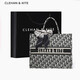 CLEHAN&KITECK包包女2025新款百搭刺繡大容量女士單肩包手提包上班通勤托特包 黑色小號（生日禮物送女友）