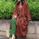 亂在江南民族風(fēng)春秋新款開(kāi)衫亞麻外套女印花寬松復古喇叭袖拼接風(fēng)衣 紅色 均碼