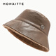 蒙奈特（MONAITTE）帽子女冬季加絨加厚保暖漁夫帽戶(hù)外鑲鉆M標字母時(shí)尚百搭黑色盆帽 咖啡色（鑲鉆M銀標） 均碼（53-57cm）