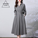 SHIROMA春秋長(cháng)袖襯衫連衣裙女氣質(zhì)收腰顯瘦感別致長(cháng)裙子 灰色 L