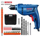 博世（BOSCH）電鉆手電鉆家用GBM400電動螺絲刀起子機工具箱套裝正反轉(zhuǎn)無極變速 自鎖頭塑盒套餐