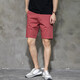 PKSAQ夏天休閑短褲彈力工裝褲潮中褲多彩色三分褲沙灘褲大褲衩四分露膝 紅色 28