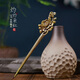 美木兮發(fā)簪 綠檀木簪子手工頭簪發(fā)釵頭釵子古風(fēng)漢服日常盤頭發(fā)飾送禮物 綠檀富貴牡丹發(fā)簪 新禮盒