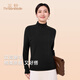 三針2025新款棉柔打底衫女秋冬內搭磨毛加厚修身半高領(lǐng)女士保暖上衣 黑色 280G加厚保暖 XL